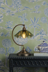 Ethel Table Lamp Antique Brass and Moss Glass